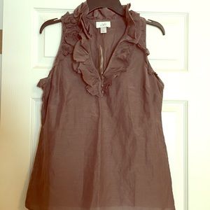 NWT S Brown Top from Loft w/ Neck & Rose Detail